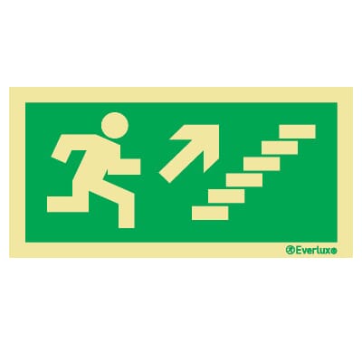 Utgang ved brann - Trapp opp Høyre, 15x30cm