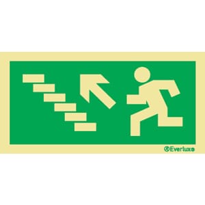 Utgang ved brann - Trapp opp Venstre, 15x30 cm.