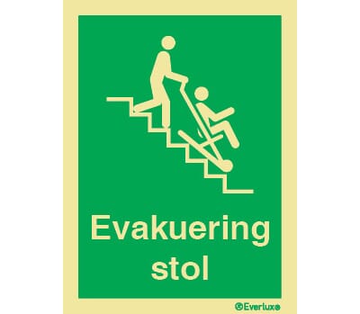 Utgang ved brann - Evakueringsstol, 15x20 cm.