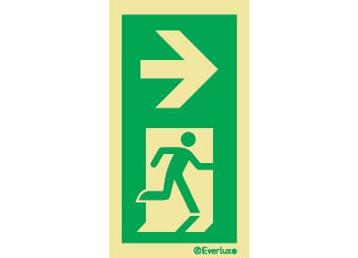 Utgang ved brann for søyle - Pil Høyre, 15x24 cm.