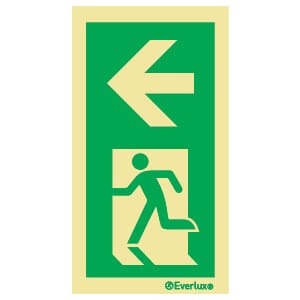 Utgang ved brann for søyle - Pil Venstre, 15x24 cm