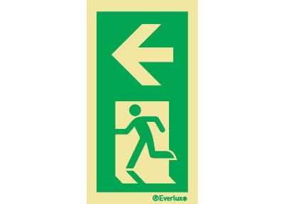 Utgang ved brann for søyle - Pil Venstre, 15x24 cm