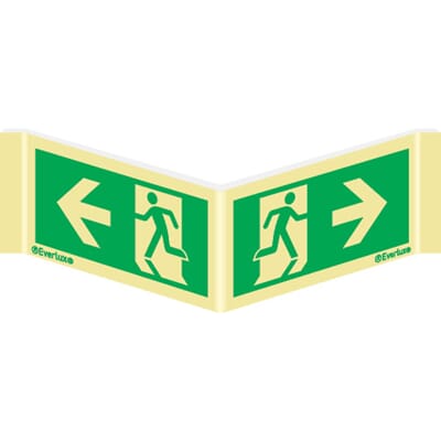 Plogskilt, Utgang ved brann - Pil H/V, 30x15 cm.