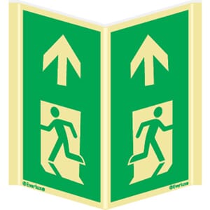 Plogskilt - Utgang ved brann - Pil opp