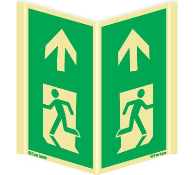 Plogskilt - Utgang ved brann - Pil opp