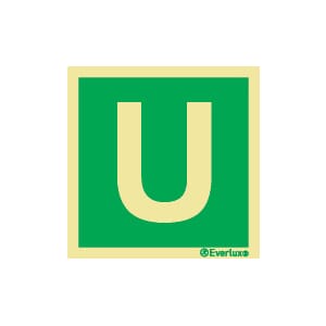 Nødutgangsskilt - Bokstav U, 20x20 cm