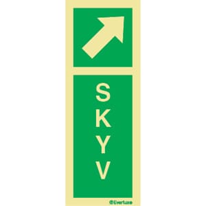 Rømningsskilt - Skyv, 10x30 cm.