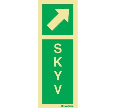 Rømningsskilt - Skyv, 10x30 cm.