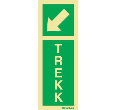 Rømningsskilt - Trekk, 7x20 cm.