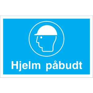 Påbudsskilt - Hjelm påbudt, 30x20 cm.