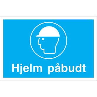Påbudsskilt - Hjelm påbudt, 30x20 cm.