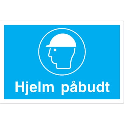 Påbudsskilt - Hjelm påbudt, 30x20 cm.