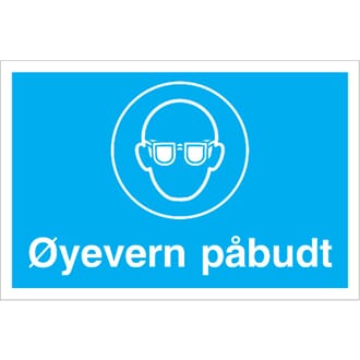 Påbudsskilt - Øyevern påbudt, 30x20 cm.