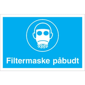 Påbudsskilt - Filtermaske påbudt, 30x20 cm.