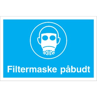Påbudsskilt - Filtermaske påbudt, 30x20 cm.