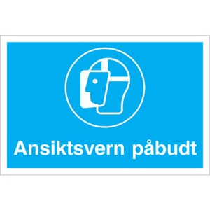 Påbudsskilt - Ansiktsvern påbudt, 30x20 cm.