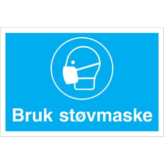 Påbudsskilt - Bruk støvmaske, 30x20 cm.