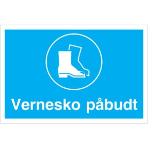 Påbudsskilt - Vernesko påbudt, 30x20 cm.