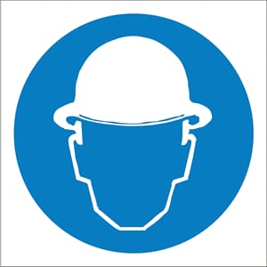 Påbudsskilt - Hjelm påbudt, 20x20 cm, pvc