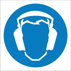 Påbudsskilt - Bruk hørselvern, 20x20 cm, pvc