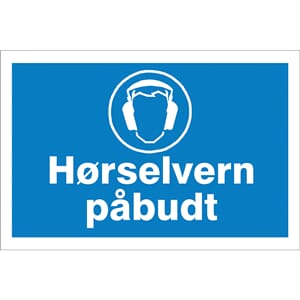 Påbudsskilt - Hørselvern påbudt, 30x20cm, pvc