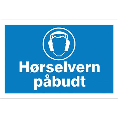 Påbudsskilt - Hørselvern påbudt, 30x20cm, pvc