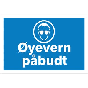Påbudsskilt - Øyevern påbudt, 30x20 cm, pvc