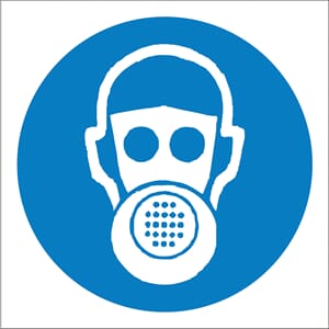 Påbudsskilt - Bruk pusteutstyr, 20x20 cm, pvc