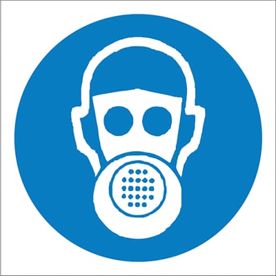 Påbudsskilt - Bruk pusteutstyr, 20x20 cm, pvc