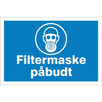 Påbudsskilt - Filtermaske påbudt, 30x20 cm, pvc