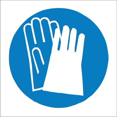 Påbudsskilt - Bruk vernehansker, 20x20 cm, pvc
