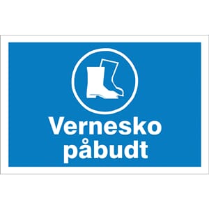Påbudsskilt - Vernesko påbudt, 30x20 cm, pvc
