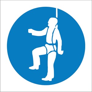 Påbudsskilt - Bruk redningssele, 20x20 cm, pvc