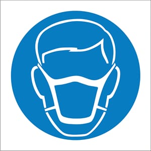 Påbudsskilt - Støvmaske påbudt, 20x20 cm., pvc