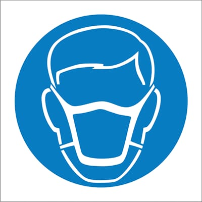 Påbudsskilt - Støvmaske påbudt, 20x20 cm., pvc