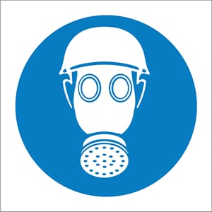 Påbudsskilt - Bruk hjelm og maske, 20x20 cm., pvc