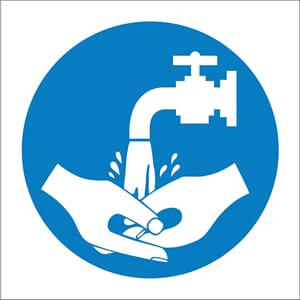 Påbudsskilt - Vask hendene, 20x20 cm, pvc