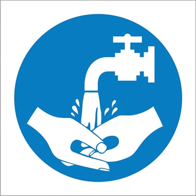 Påbudsskilt - Vask hendene, 20x20 cm, pvc