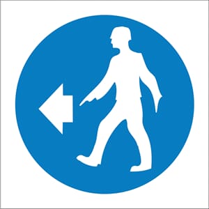 Påbudsskilt - Påbudt gangretning, 20x20 cm, pvc