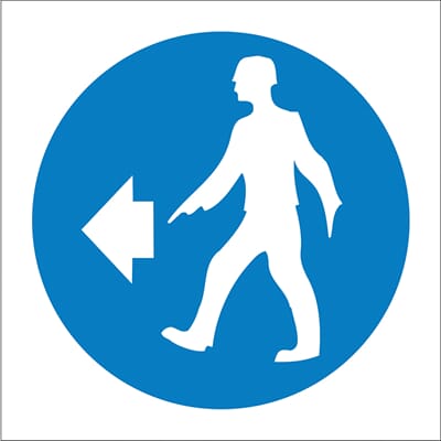 Påbudsskilt - Påbudt gangretning, 20x20 cm, pvc