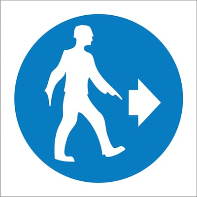 Påbudsskilt - Påbudt gangretning, 20x20 cm, pvc