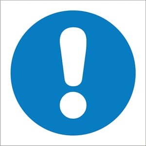 Påbudsskilt - OBS!, 20x20 cm, pvc