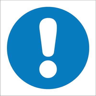 Påbudsskilt - OBS!, 20x20 cm, pvc