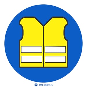 Påbudsskilt - Synlighetsbekledning, 20x20 cm, pvc