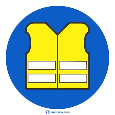 Påbudsskilt - Synlighetsbekledning, 20x20 cm, pvc