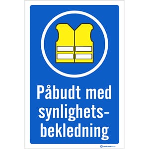 Påbudsskilt - Synlighetsbekledning, 30x20 cm, pvc