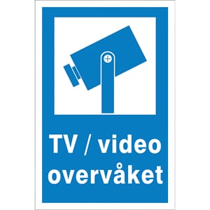 Påbudsskilt - TV/Video overvåket, 20x30 cm, pvc
