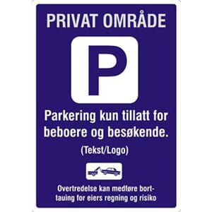 Privat område - Parkering kun tillatt