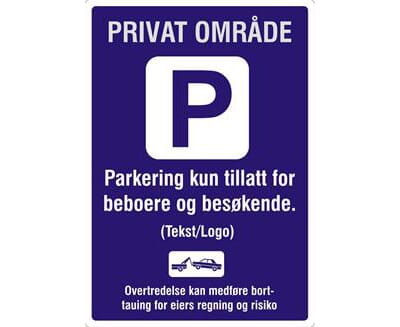 Privat område - Parkering kun tillatt