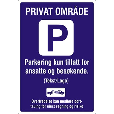 Privat område - Parkering kun tillatt